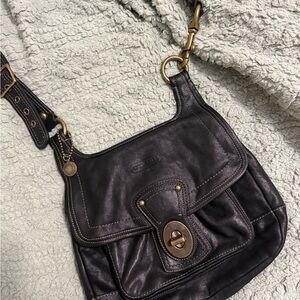 Coach 65th Anniversary Legacy Leather BLACK Hippie Crossbody Bag Purse Handbag